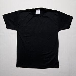 Vintage Black Blank Plain Shirt Jerzees Crew Neck Youth L 14-16 Tee 90s VTG
